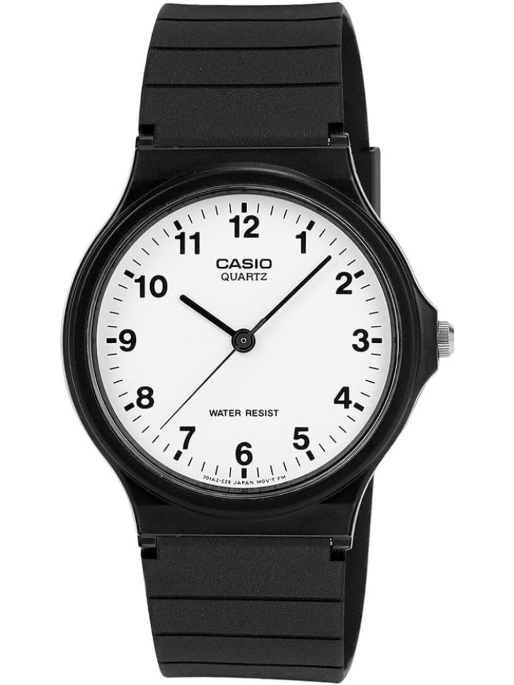 Casio Men's Black Quartz Movement Dial White Resin Casual Watch(Model: MQ24-7B)